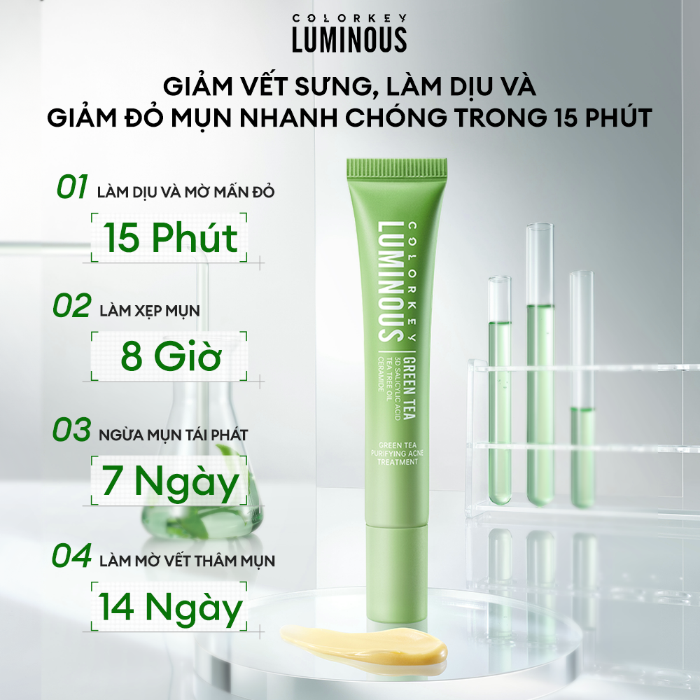Kem Chấm Mụn Trà Xanh COLORKEY LUMINOUS Green Tea 20g